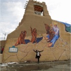 nazy by colorful wall in taos