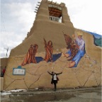 nazy by colorful wall in taos