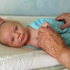 dan and baby five weeks